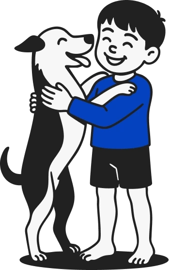 RABITEC : Happy child and dog